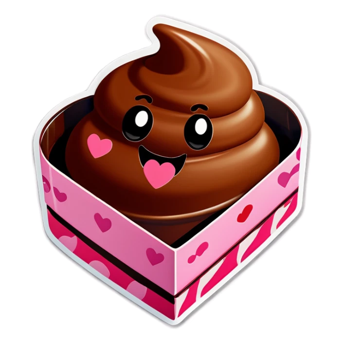 poop emoji valentines chocolate box sticker