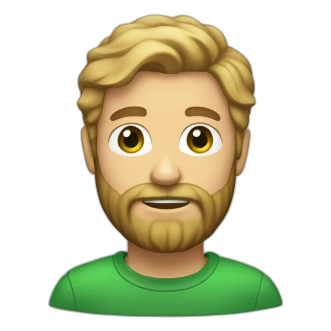 man with dirty blonde hair full beard and green eyes sticker