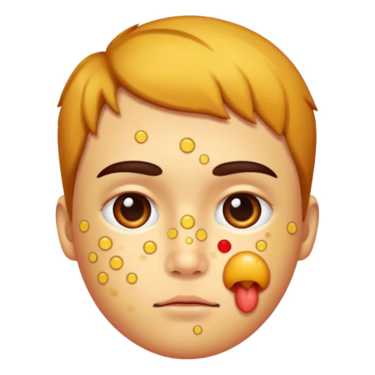 person with chicken pox dots on their face sticker
