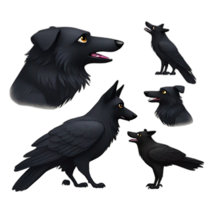 Black german shepherd and a raven bird sticker