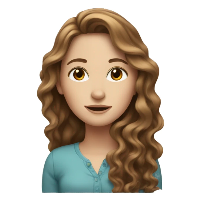 White girl with long brown wavy hair  sticker