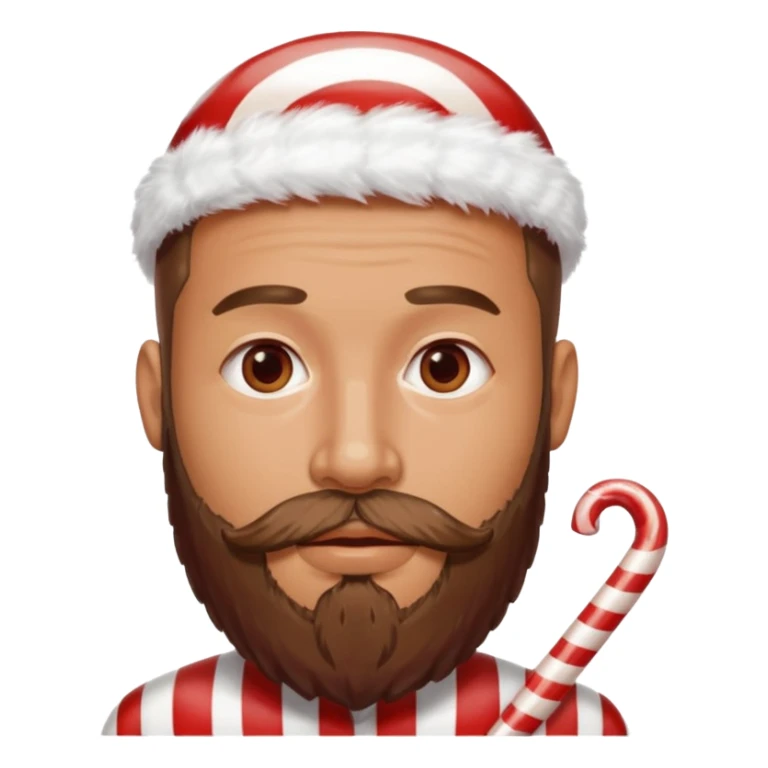 spectacled guy with beard made out of peppermint candy sticker