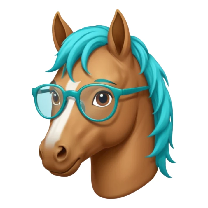 horse head with turquoise hair and glasses sticker