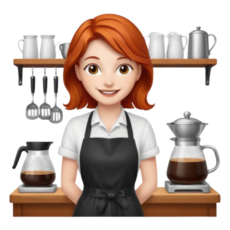 Redhead barista girl sticker