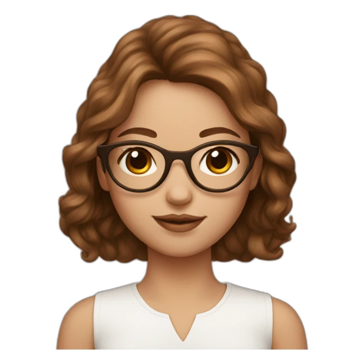 girl with brown hair and round rose-golden glasses sticker