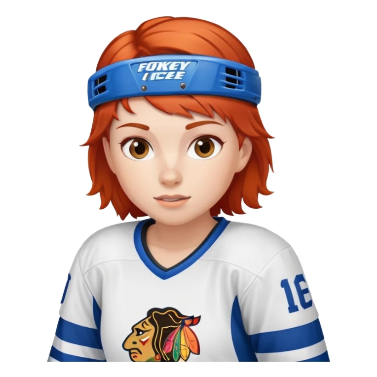 Red haired Girl ice hockey player sticker