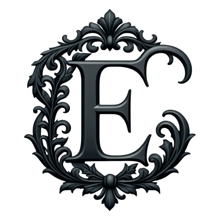 Black gothic Victorian , letter “F” of the alphabet sticker