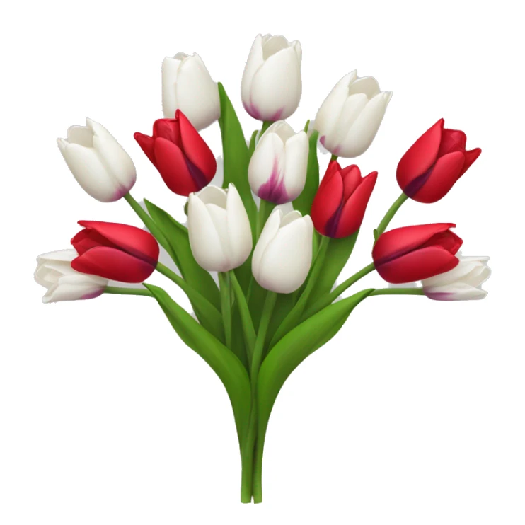 Ramo de tulipanes blancos y morados con rosas rojas sticker