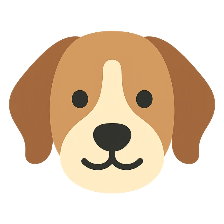 brown and white cartoon dog color icon sticker