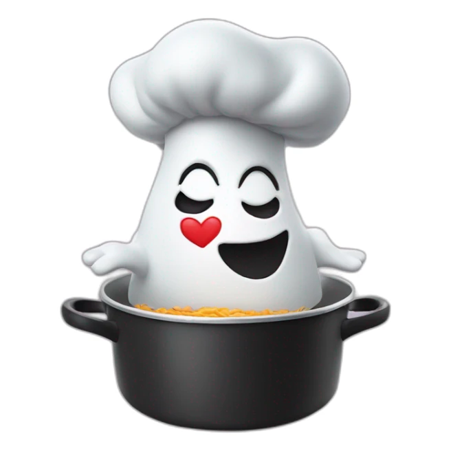 ghost chef hat pinched fingers blowing kiss heart sticker
