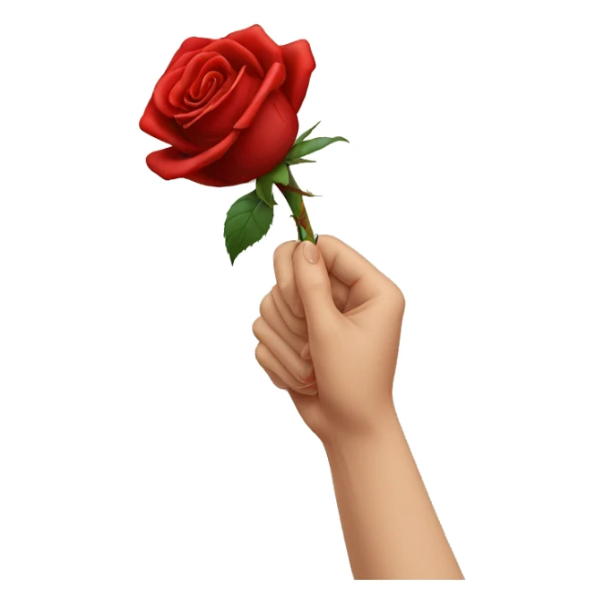 An image of a hand holding a rose, with a thorn gently piercing the skin, creating a subtle red mark sticker