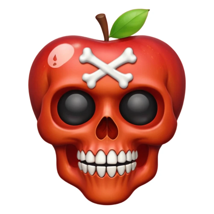 skull apple style emoji with crossbones sticker