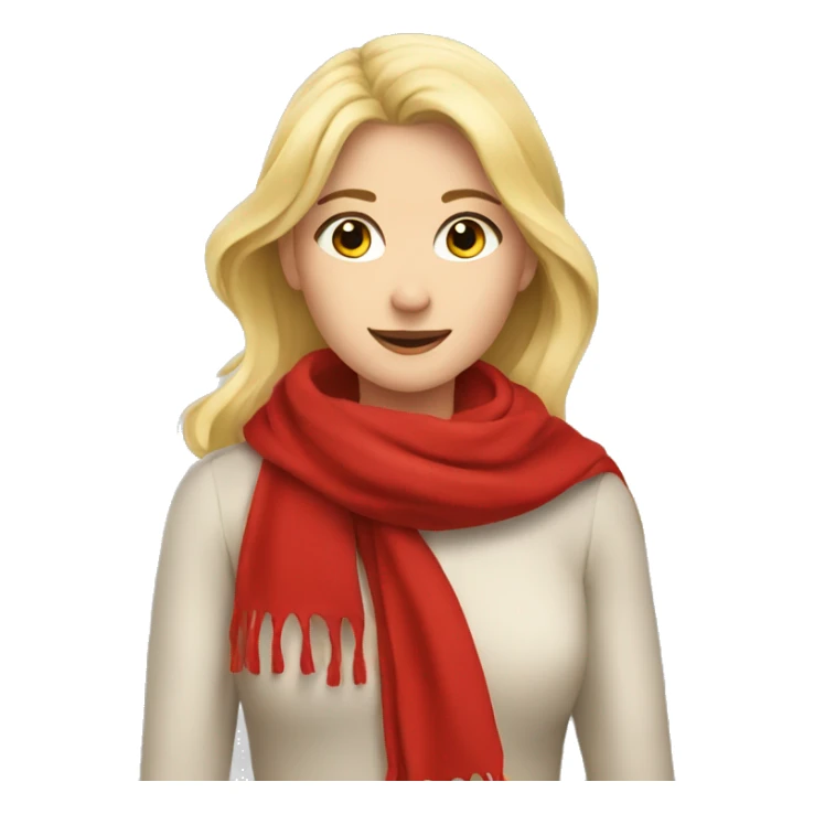 Blonde girl in red scarf with falling leaves  sticker
