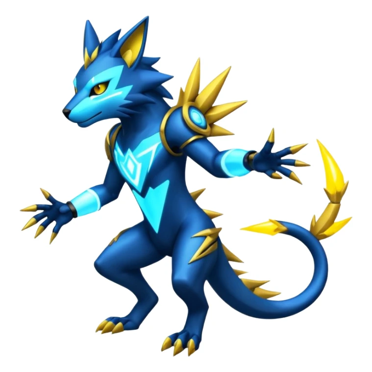 Modern Cyber Luxray-Zeraora-Fakémon-creature, full body sticker