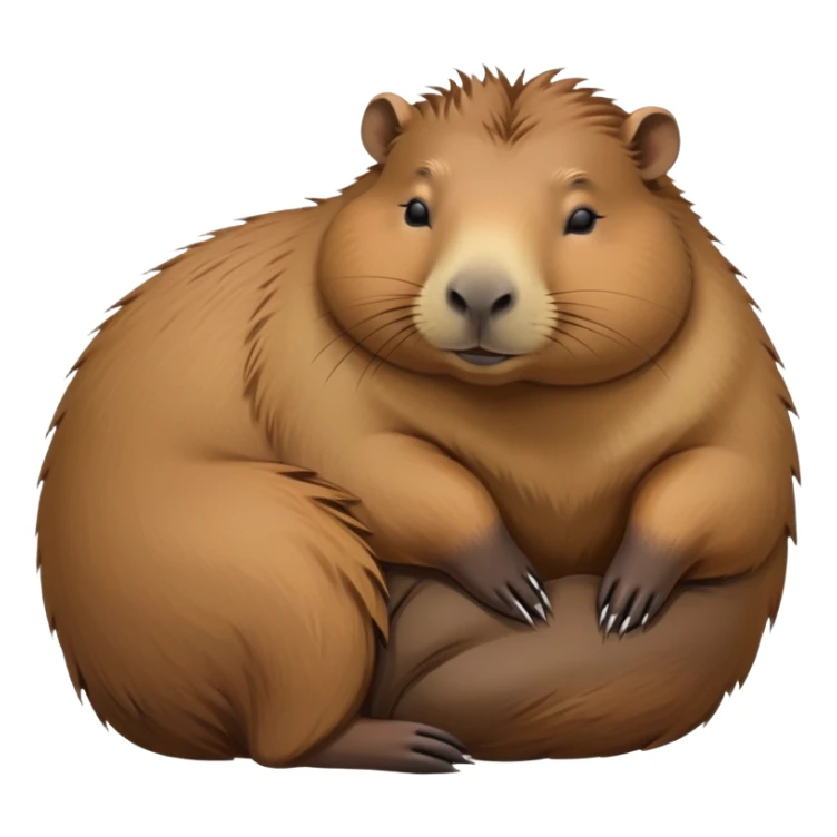 cinematic-Sleeping capybara-realistic-full-body-sleping-emoji,-plump-and-relaxed-body-soaking-in-the-warm-sun,-short-brown-fur-slightly-ruffled,-head-tilted-dramatically,-calm-expressive-eyes-exuding-serene-wisdom,-simplified-yet-realistic sticker