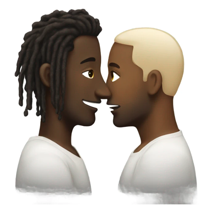Black man with dreads kissing white man with brown hair. sticker