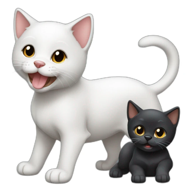 cachorro gato negro y gato gris claro jugando sticker
