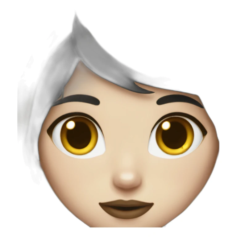 A white skinned catgirl. Black and gold hair sticker