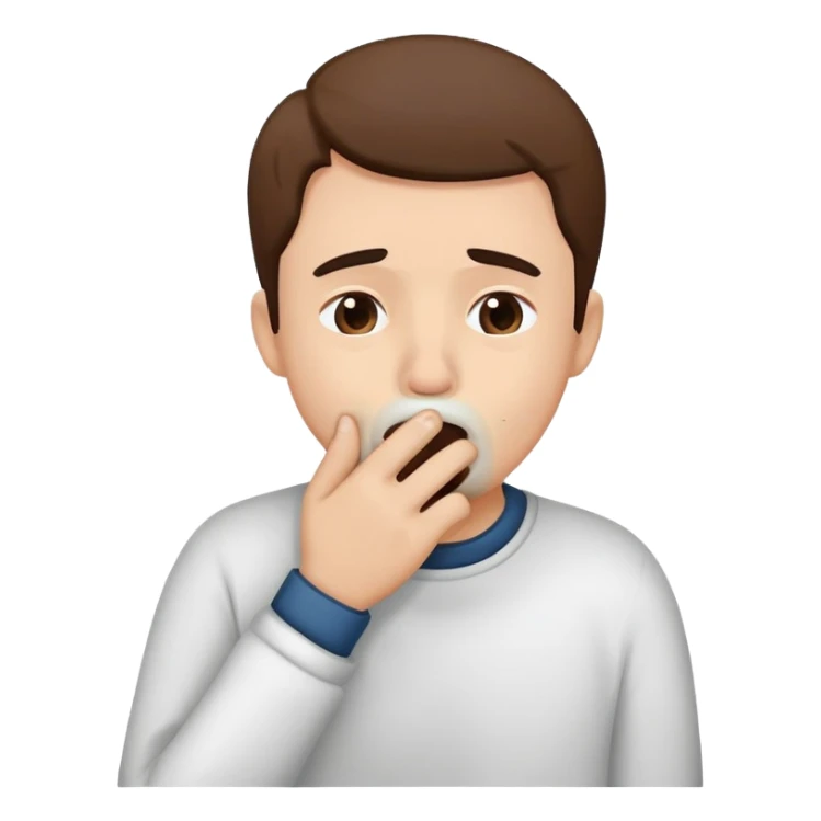 person covering their mouth with their hand while coughing, simple and expressive sticker