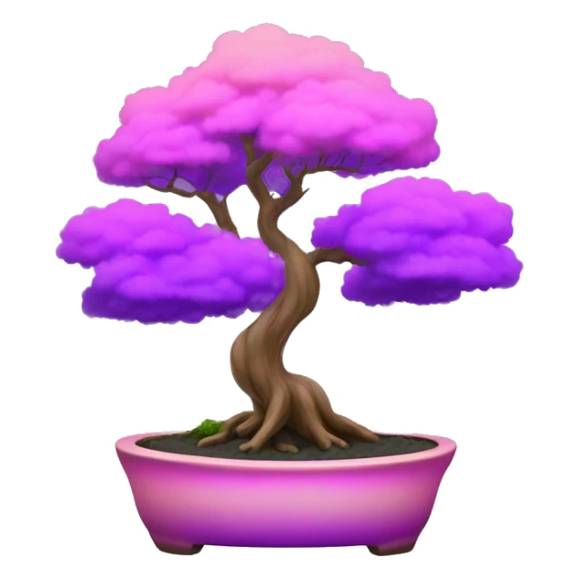Bonsai small tree pot with gradient fill of purple to pink sticker