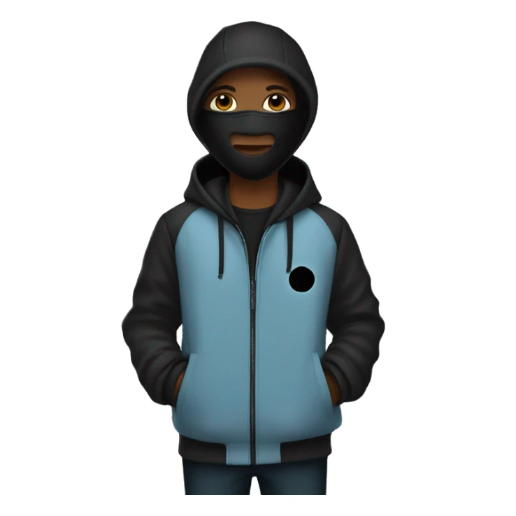 Un adolescente con abrigo negro y sky mask negra  sticker