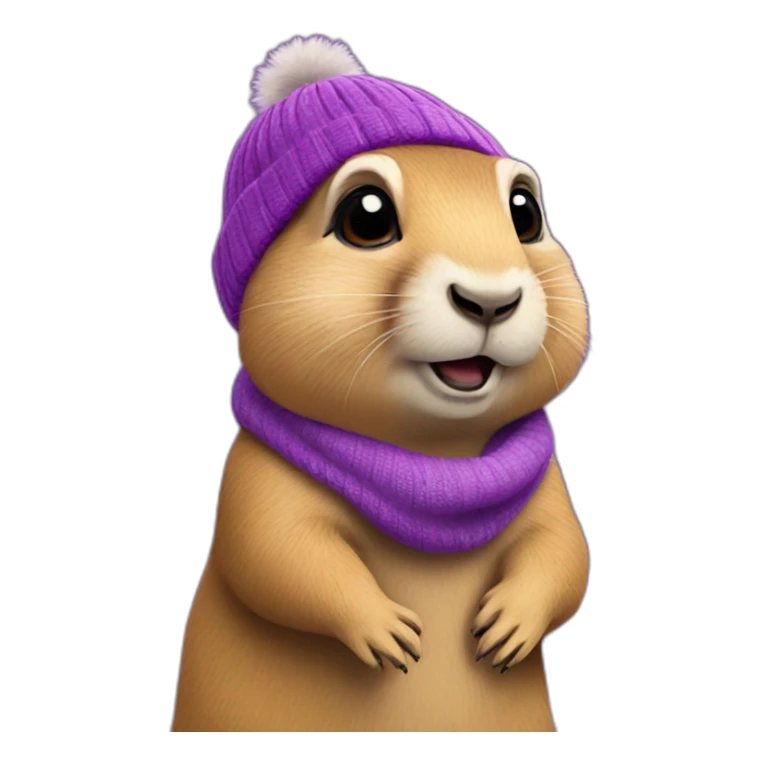 prairie dog with purple beanie just head sticker