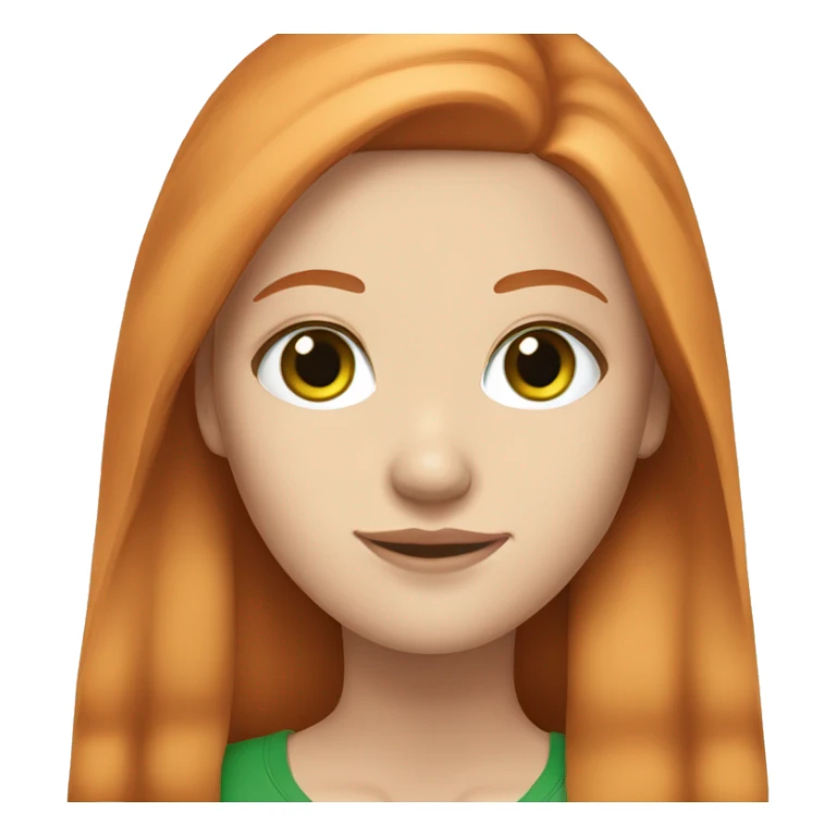 White Girl with long ginger straight hair and Green eyes sticker