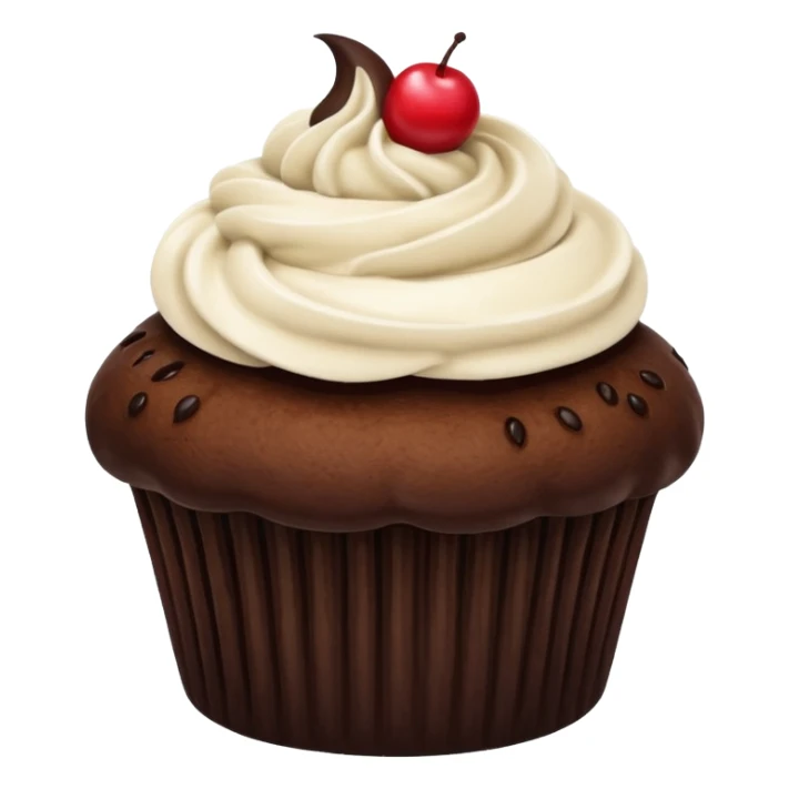 dark brown cupcake on white cream with no any deco sticker