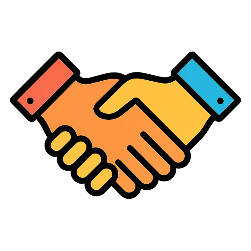 handshake icon with color and black outlines sticker