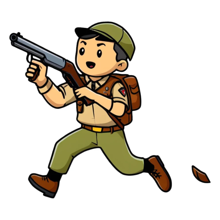 Scout character from Team Fortress 2 running with scattergun sticker