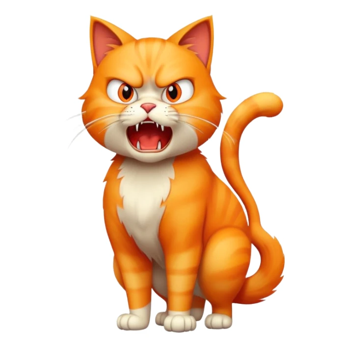 angry cat with fur standing up and hissing sticker