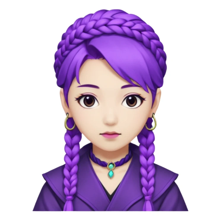 Rumi from K-pop demon hunters purple braid sticker