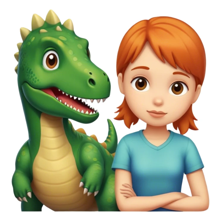 Dinosaur and girl combined sticker