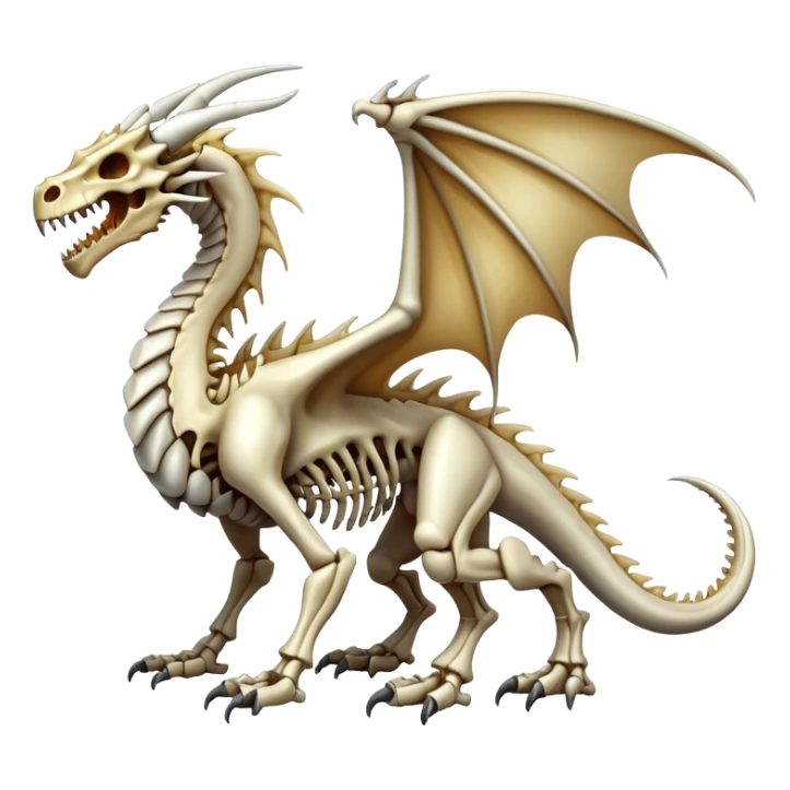 An epic shiny skeletal bone dragon, full body sticker