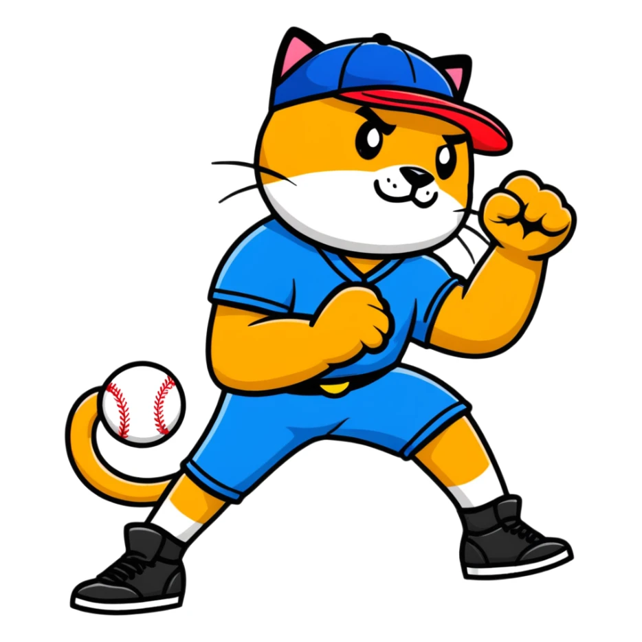 Razor Ramon from Sega WWF Mania video game in his signature pose defeating a cat in a baseball cap sticker