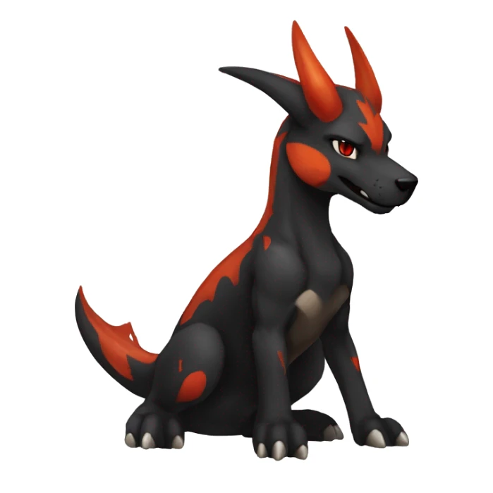 Black Cool Edgy Anthro Houndoom-Charizard Fakémon  with White and Red Edgy markings sticker