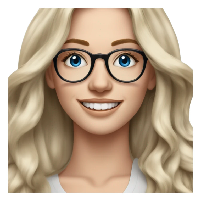Shoulder length Balayage pale model lady with glasses and blue eyes happy  sticker