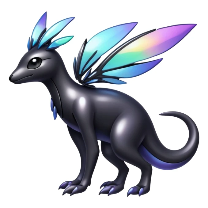 Modern futuristic Iridescent black dark fakemon-creature sticker