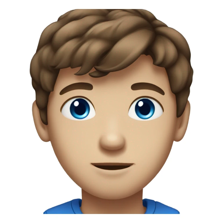 brown haired boy with blue eyes portrait sticker