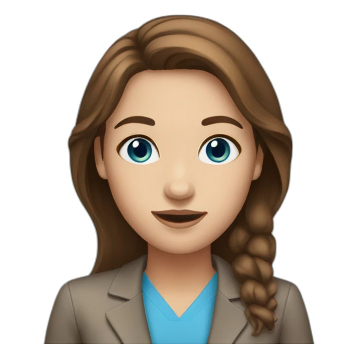 a presenter  girl with  blue eyes and brown hair sticker