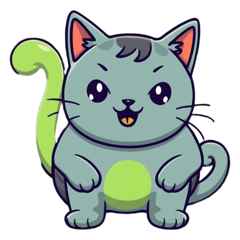 cat as Shrek with green ogre ears and playful expression sticker