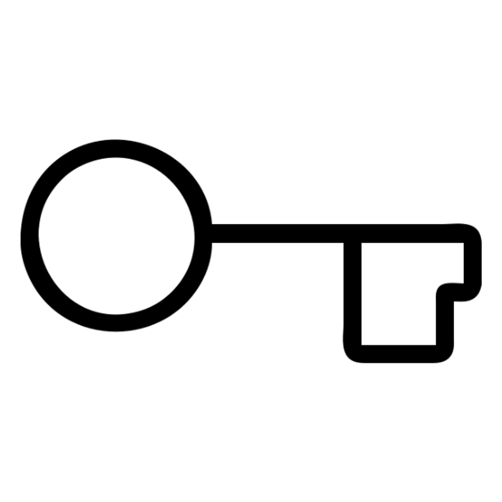 minimal key icon, geometric style, essential shapes, black color, professional look sticker