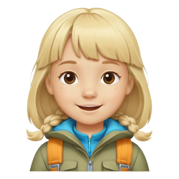 happy Blonde little girl with bangs wearing mountain clothes sticker