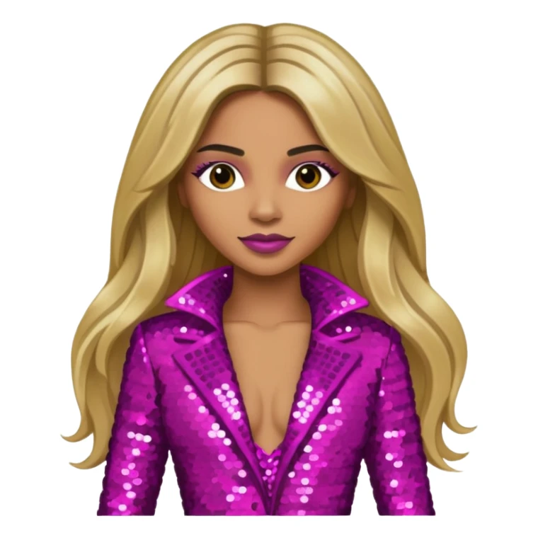 Ciara with long dark blonde hair magenta sequin outfit sticker