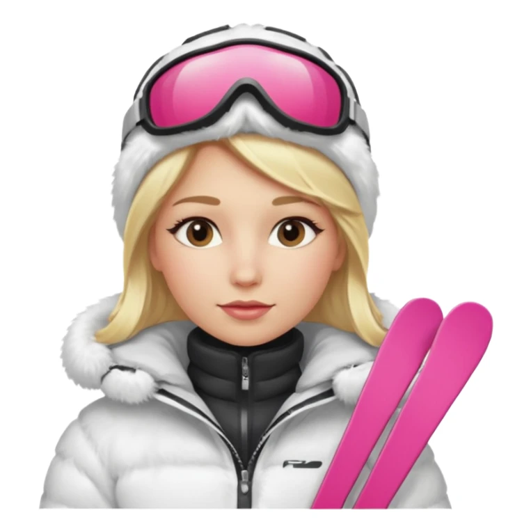female skier wearing a white fur coat sticker