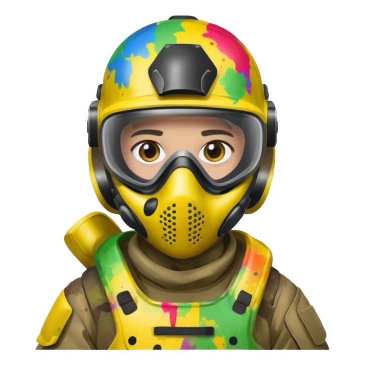 paintball player face shot with lots of colors sticker