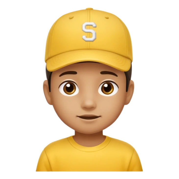 child with yellow t shirt and hat sticker