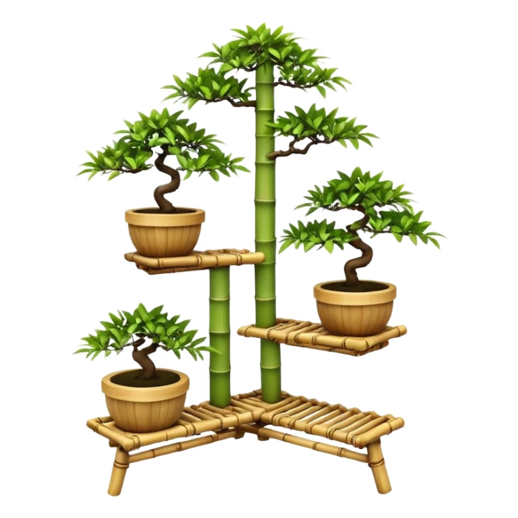 Three tiered bonsai planters stand made of inch thick bamboo  sticker
