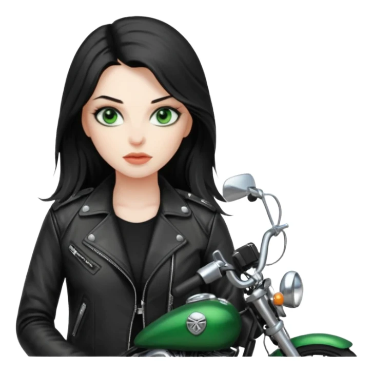 Biker Girl
Black Long Hair
Green Eyes sticker