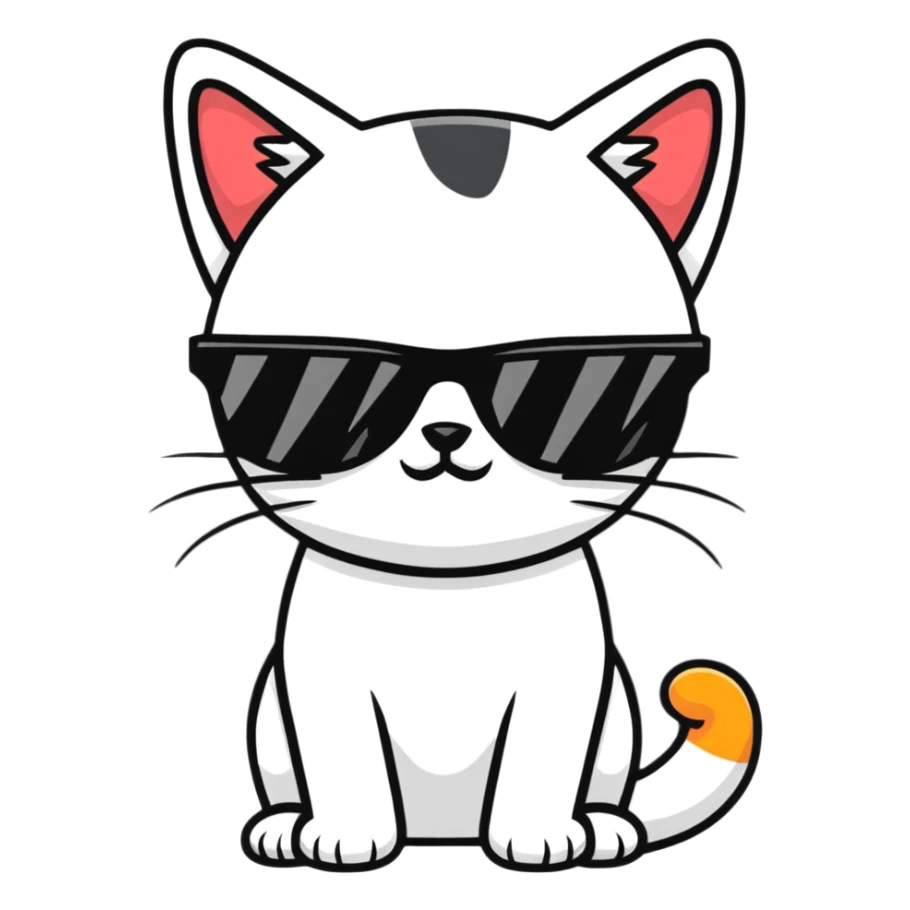 Cat with sunglasses sticker